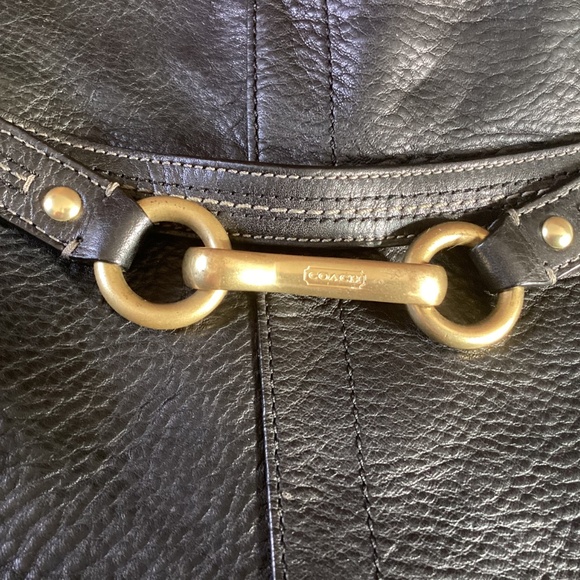 Beautiful Authentic Coach Black Pebbled Leather Satchel Shoulder Carry Handbag - Picture 11 of 12